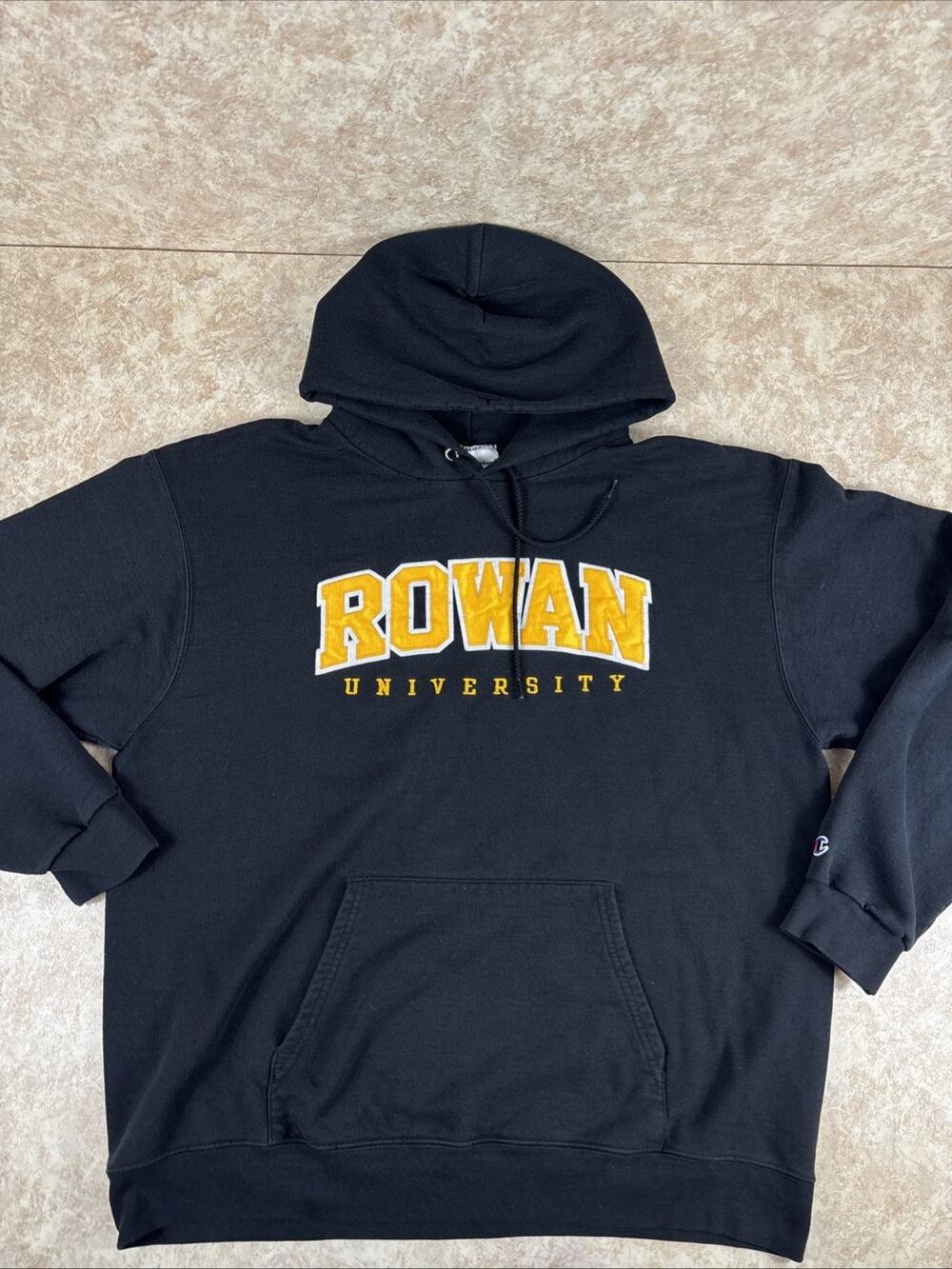 Champion Rowan University Hoodie Size XL Black Stitched